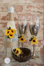 сваба, сватбен, халки, слънчогледи, шампанско