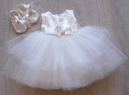кръщелна, рокля, бяла, кръщене, официална, детска