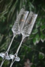 сватбени чаши с инициали,с имена, чаши за шампанско,