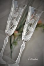 сватбени чаши, глухарчета, чаши за шампанско, ритуални чаши, чаши за сватба, декорирани чаши, сваровски