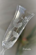 сватбени чаши, глухарчета, чаши за шампанско, ритуални чаши, чаши за сватба, декорирани чаши,