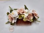 сватбена прическа, гребен с цветя, аксесоар за сватбена прическа