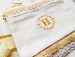 миро с инициали, светена вода, памучна кърпа за, кръщене рустик