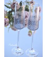 сватбени чаши, чаши за сватба в синьо, сватбено шампанско