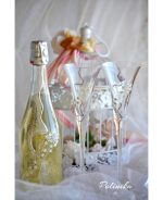 сватбено шампанско, декорирано шампанско, рисувана бутилка