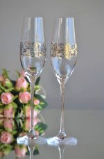 сватбени чаши, чаши за шампанско, с надпис