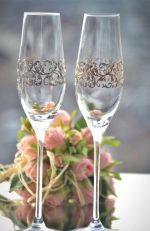 сватбени чаши, чаши за шампанско, с надпис