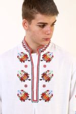 мъжка риза с шевици, бродирана, за носия, за кръстник, кенарена
