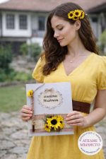 Сватбена книга с декориран химикал Слънчогледи