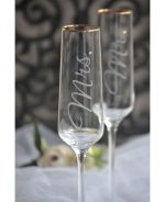 сватбени чаши със Сваровски, ритуални чаши MR & Mrs, декорирани чаши