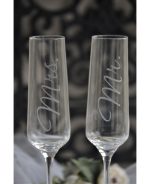 сватбени чаши със Сваровски, ритуални чаши MR & Mrs, декорирани чаши