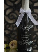 сватбено шампанско с надпис, шампанско за сватба, декорирана бутилка