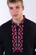 мъжка народна носия, черна риза с шевици, мъжка риза с бродерия