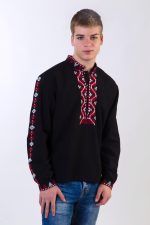 мъжка народна носия, черна риза с шевици, мъжка риза с бродерия