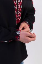 мъжка народна носия, черна риза с шевици, мъжка риза с бродерия