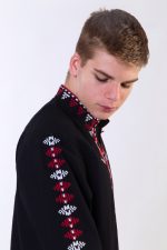 мъжка народна носия, черна риза с шевици, мъжка риза с бродерия