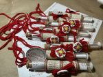 покани с шевици, свитък покана, стъклен цилиндър