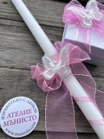 кръщелен комплект, декорация с пеперуди, комплект за църквата, кръщелна свещ