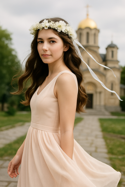 венец за шефарка, шаферски венчета, бели цветя, за кръщене, за момиче