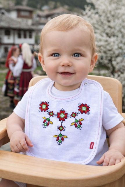 подаръци за погача, лигавник с шевици, детски лигавник с шевици