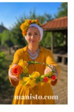 венец за народна носия, жълти и оранжеви цветя, за фотосесия, цветя за главата , диадема с цветя, с рози