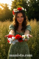 венец с макове, венец за фотосесия, за народна носия , бели и червени цветя