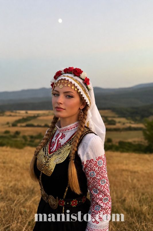 диадема за народна носия, цветя за носия, женска забрдка, венец за шопска носия