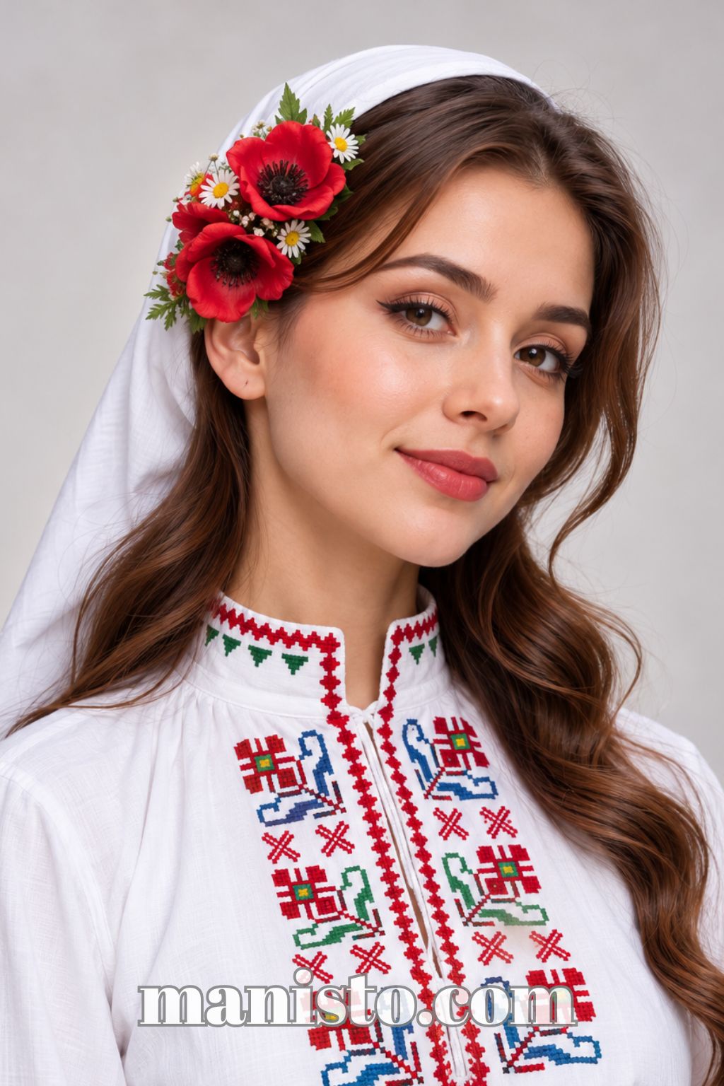 цветя за носия, макове и маргаритки, гребен с цветя